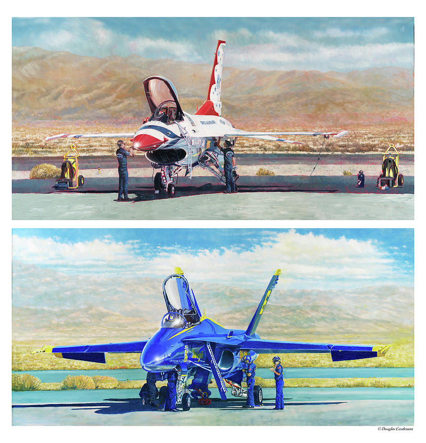 Tbirds and Angels Maintenance Painting by Douglas Castleman