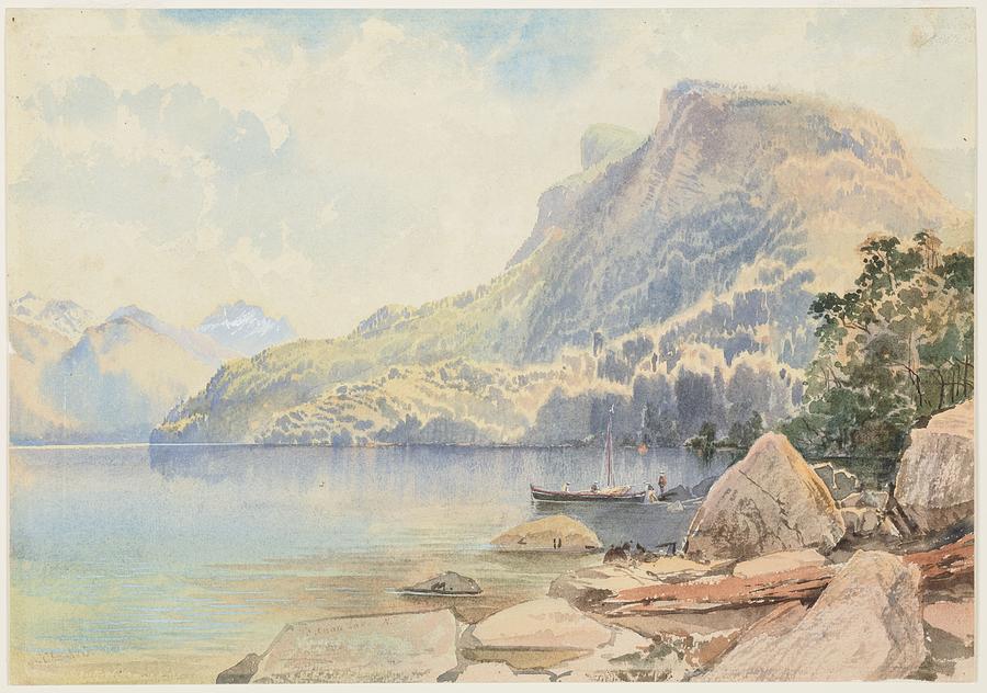 Te Anau Lake, N.Z., 1866  , by Nicholas Chevalier Painting by Celestial Images