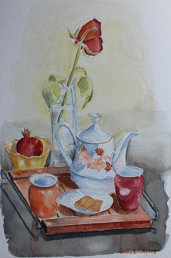 Tea break Painting by Geeta Yerra