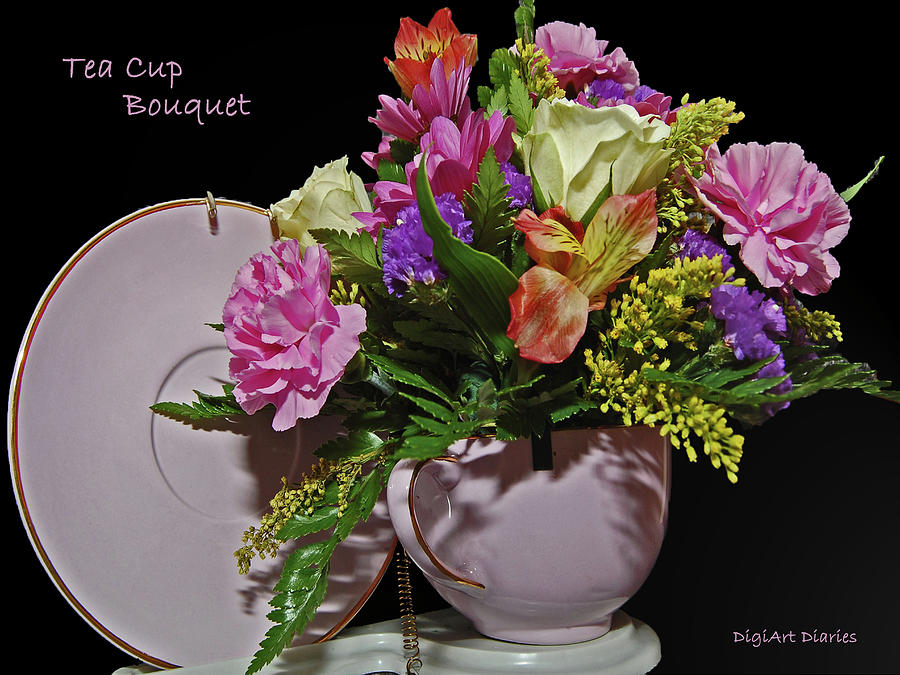 Tea Cup Bouquet Digital Art by DigiArt Diaries by Vicky B Fuller