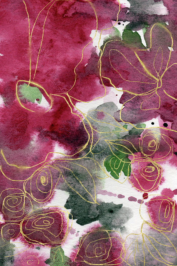 Tea Cup Roses- Art by Linda Woods Mixed Media by Linda Woods