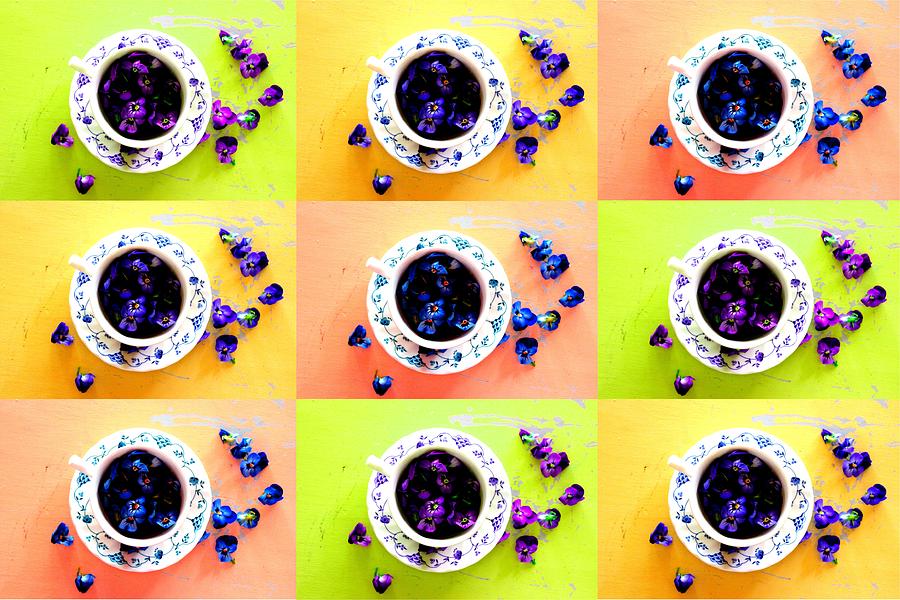 Tea Photograph - Tea Cups and Violets by Elizabeth Anne