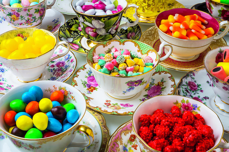 Tea Cups Full Of Candy Photograph by Garry Gay