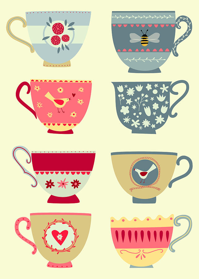 Tea Painting - Tea Cups by Nic Squirrell