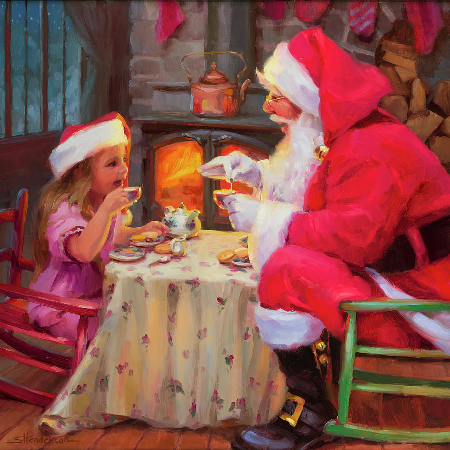 Christmas Painting - Tea for Two by Steve Henderson