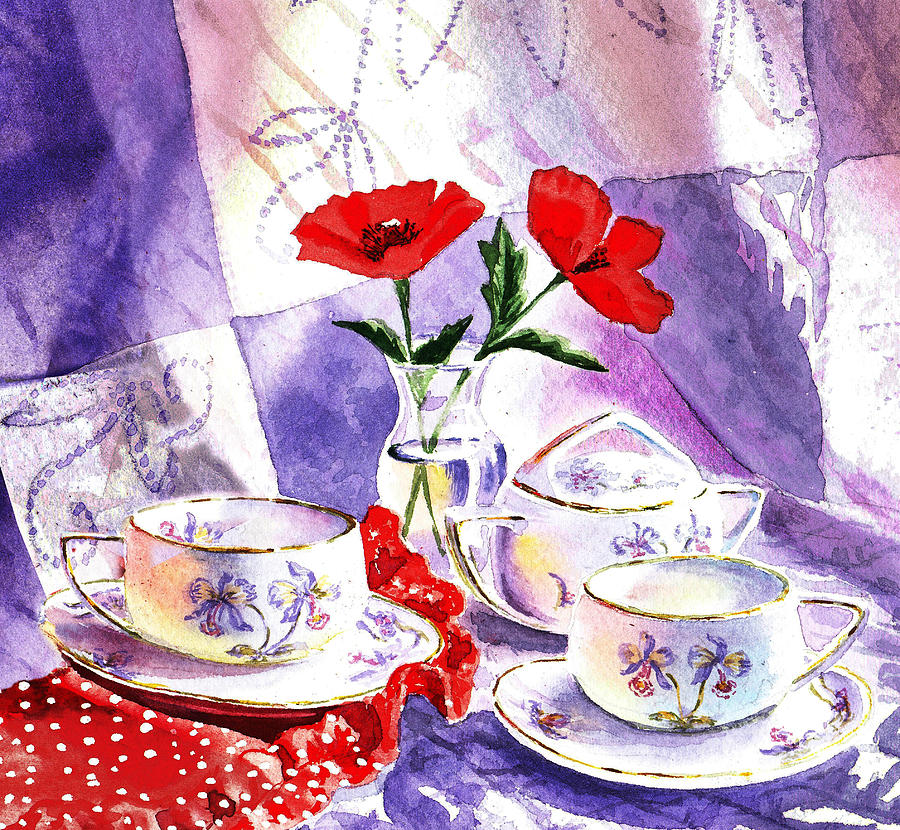 Tea Painting - Tea For Two Vintage Style by Irina Sztukowski