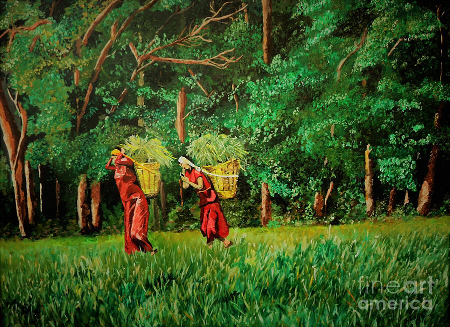 Tea Harvest Painting by Corry Leblanc | Fine Art America