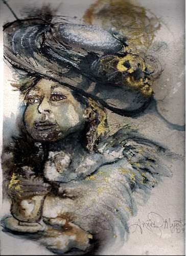 Tea Party Girl 2 Painting by Anne-D Mejaki - Art About You productions