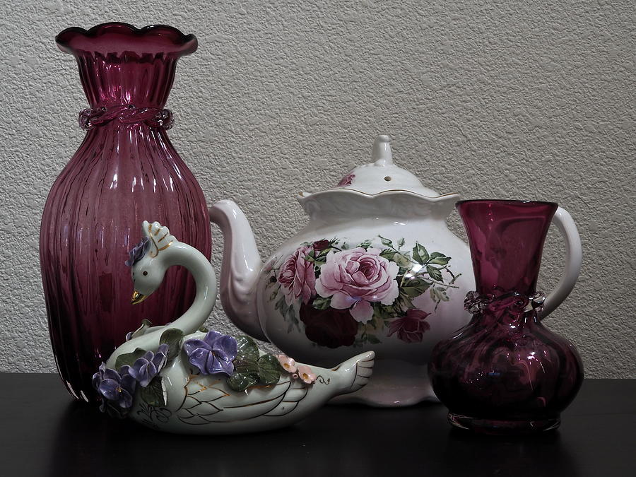 Tea Pot and Cranberry Glass Photograph by Richard Thomas