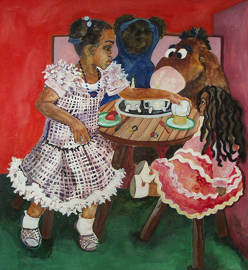 Animal Painting - Tea Time by Amira Najah Whitfield