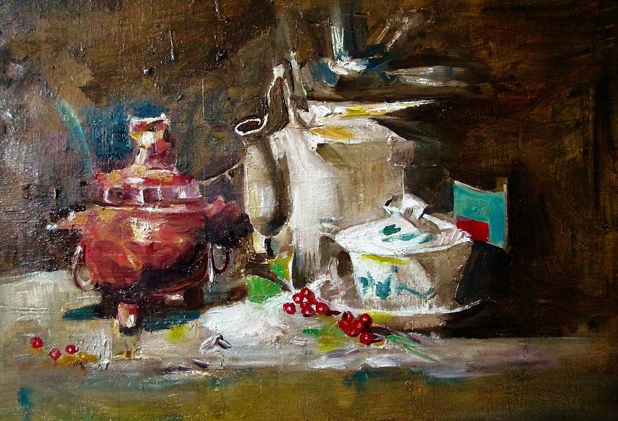 Tea time Painting by Khalid Saeed