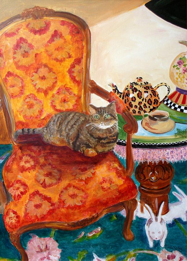 Tea Time with Curious Calvin Painting by Linda Kegley