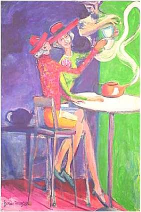 Figurative Painting - Tea With Genie by Dominic Fetherston Figurative Painting - Tea With Genie by Dominic Fetherston