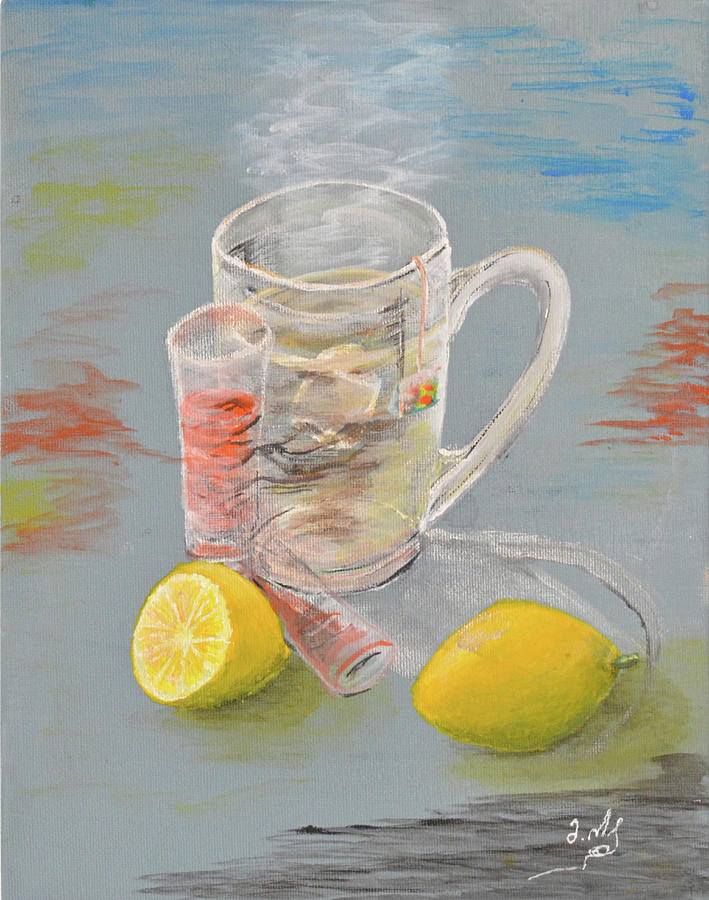 Tea with Lemon Painting by Medea Ioseliani