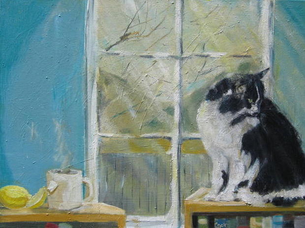 Pet Portraits Painting - Tea with Luna by Terrence  Howell