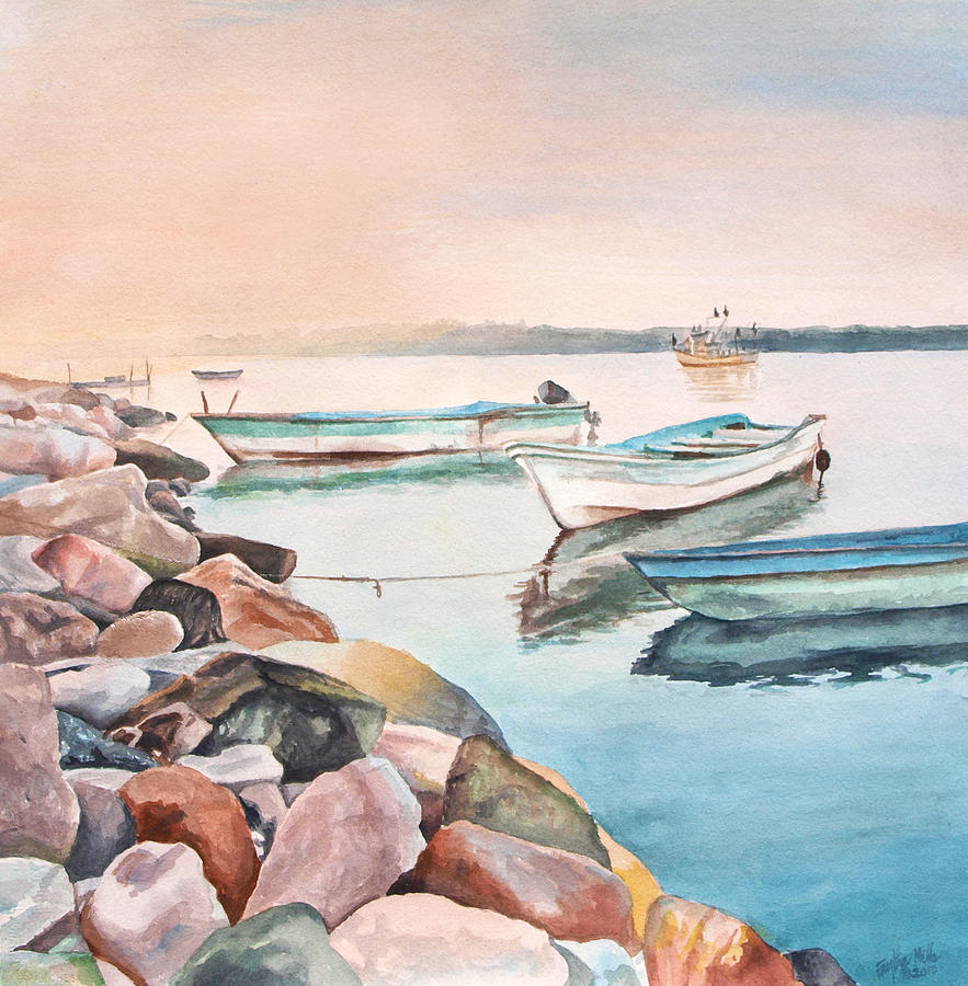 Boat Painting - Teacapan Sunrise by Faythe Mills