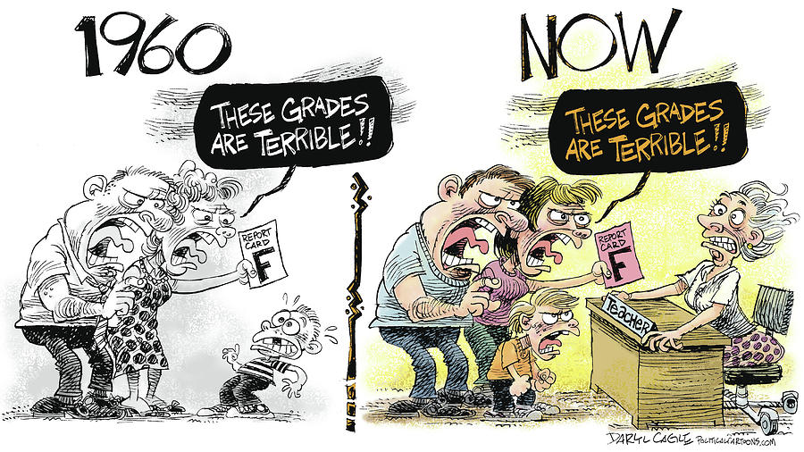 Teachers Drawing - Teachers Then and Now by Daryl Cagle Teachers Drawing - Teachers Then and Now by Daryl Cagle
