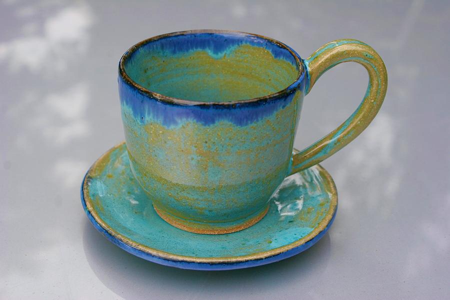 Teacup And Small Saucer Ceramic Art by Polly Castor