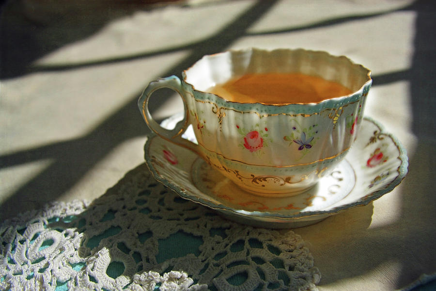 Teacup on Lace Photograph by Brooke T Ryan