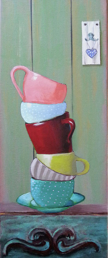 Teacups Painting by Florentina Maria Popescu