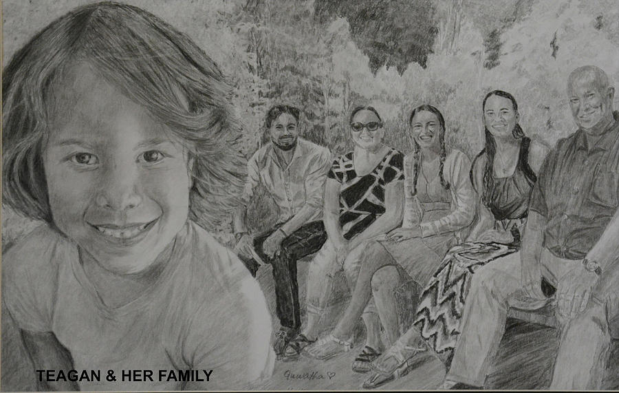 Teagan and Her Family Drawing by Quwatha Valentine