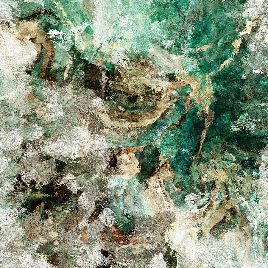 Teal and Cream Abstract Painting Painting by Inspirowl Design