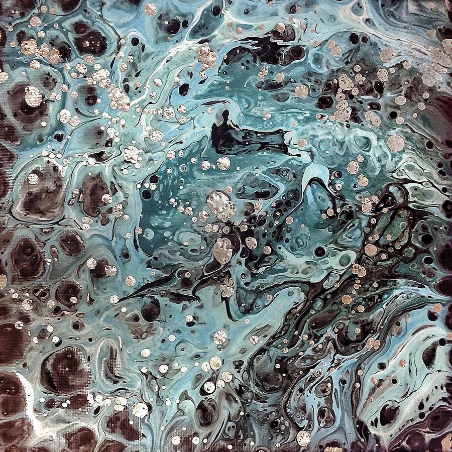 Teal and Silver Mixed Media by Brianna Kenney - Fine Art America