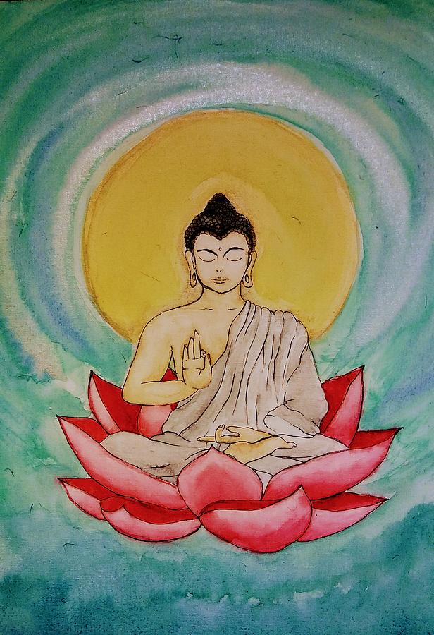 Nirvana Drawing - Teal Buddha Meditation by Melanie Sastria
