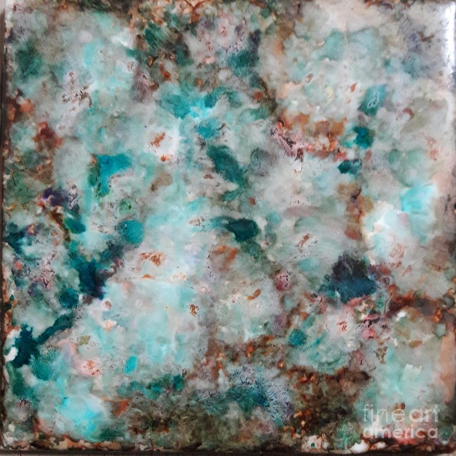 Teal Chips Painting by Terri Mills
