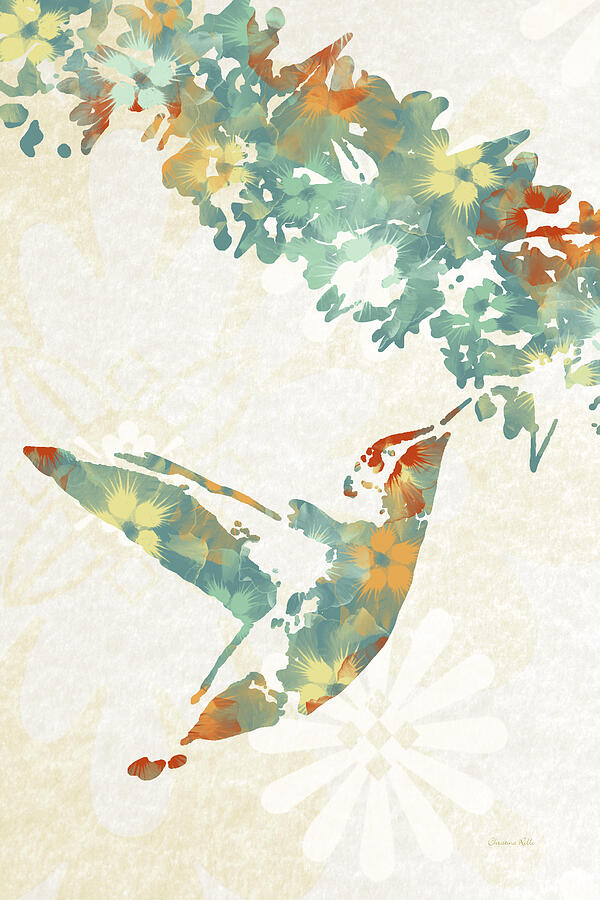 Floral Hummingbird Art Mixed Media by Christina Rollo