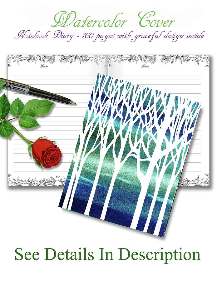 Teal Forest Watercolor Cover Journal Mixed Media