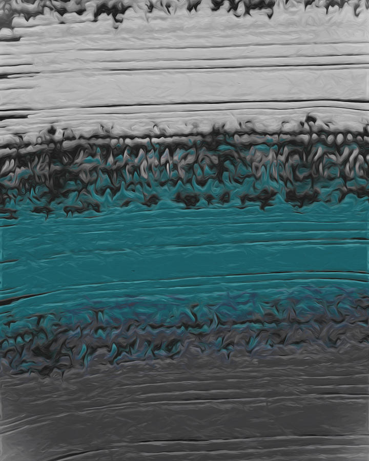 Teal Gray Abstract Painting by Bonnie Bruno