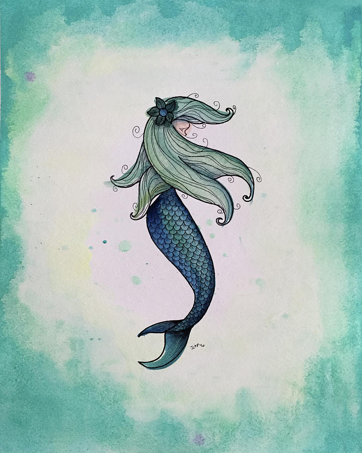 Teal Mermaid Painting by J Olson