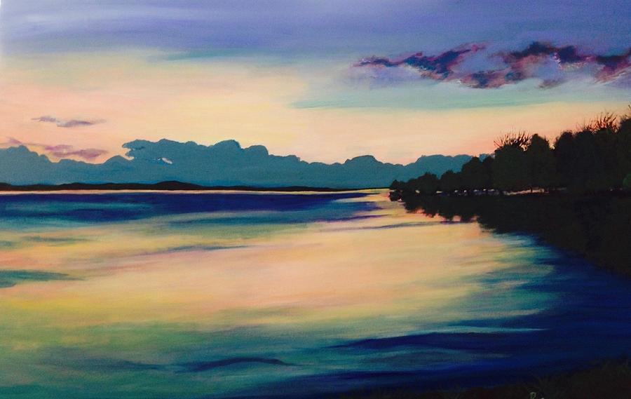 Teal Sunset Painting by Barbara Remensnyder - Fine Art America