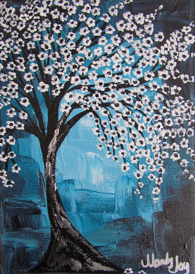 Teal Tree Painting by Mandy Joy