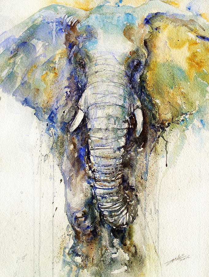 Teal Tusker Painting by Arti Chauhan
