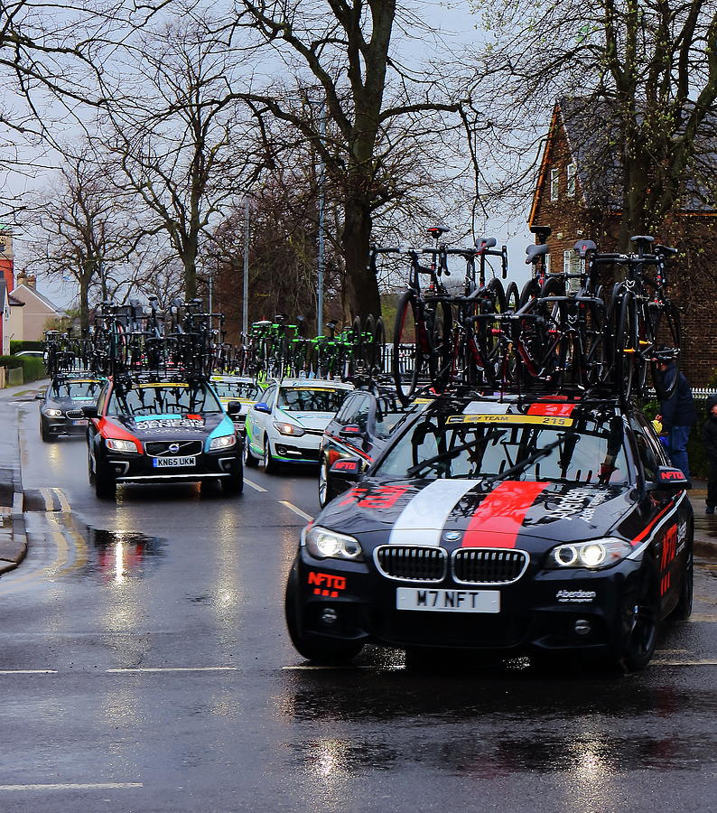 Team Cars for the Tour De Yorkshire Photograph by Jeff Townsend