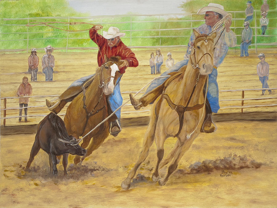 Team Ropers Painting by Sharon Karlson - Fine Art America