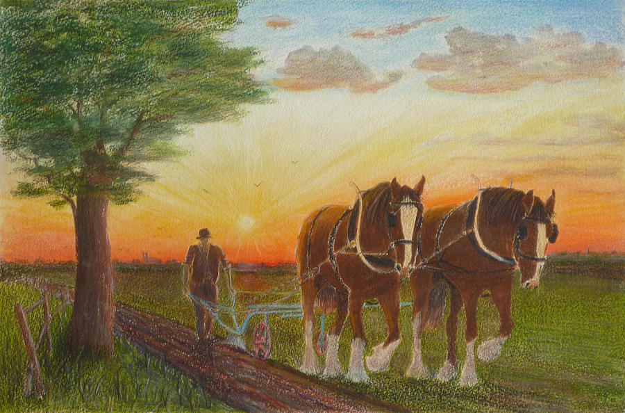 Horse Painting - Teamwork by David Godbolt