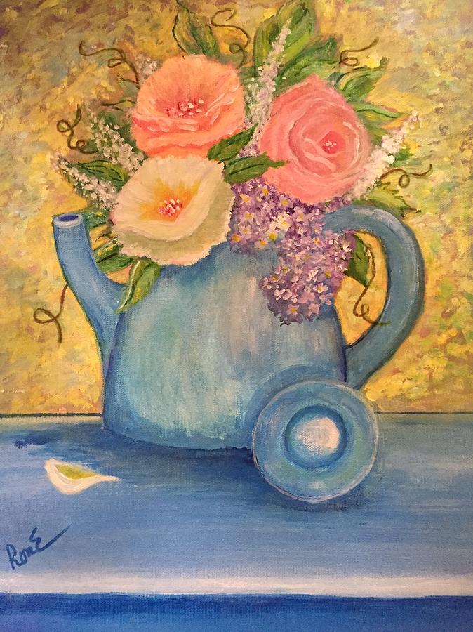 Teapot Full Of Posies Painting by Ronnie Egerton