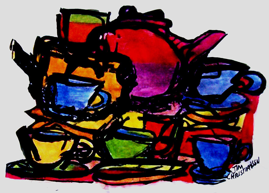 Teapots in my sink Painting by James Christiansen