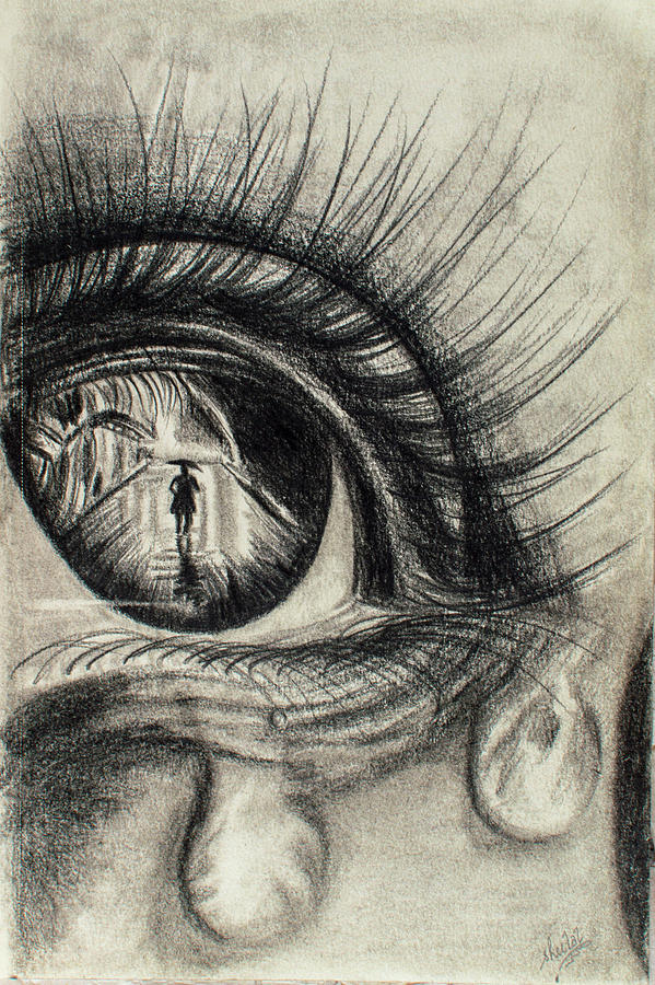 Tears In Eyes Drawing By Sheetal Jain