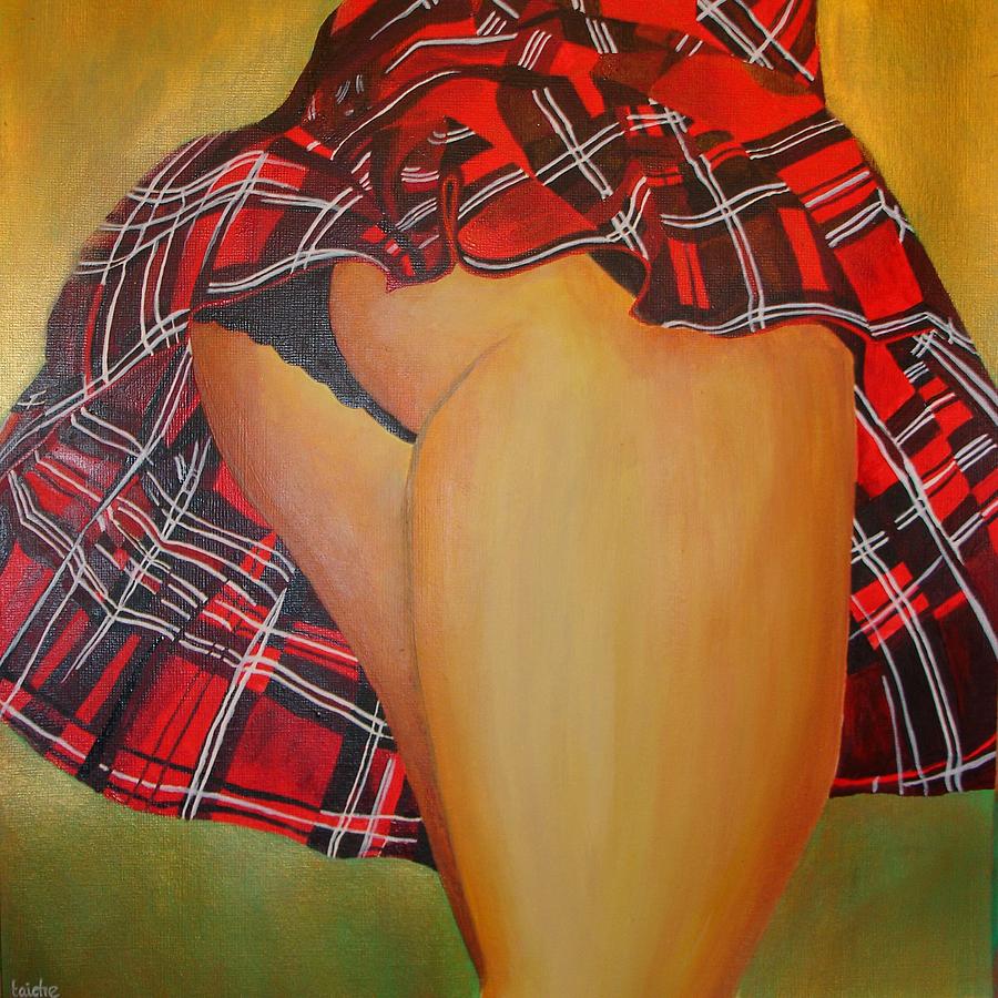 Tease Me In Tartan Painting by Taiche Acrylic Art