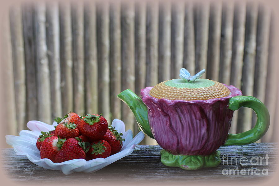 Teapot And Strawberries - Still Life Photograph by Dora Sofia Caputo