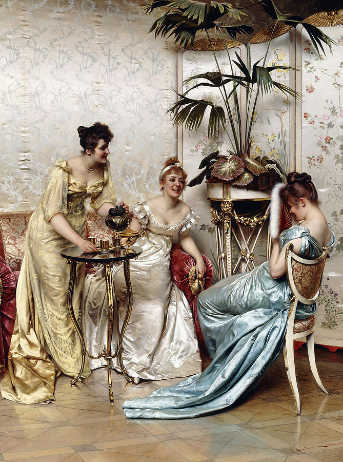 Tea Painting - Teatime Tales by Joseph Frederic Charles Soulacroix