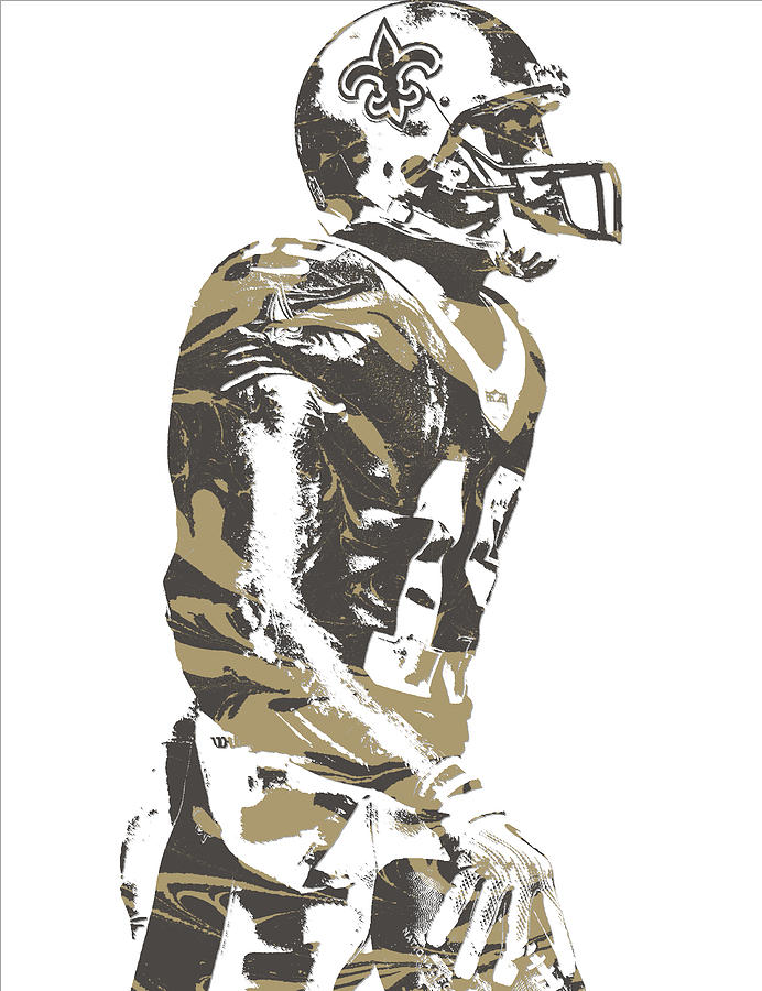 Drew Brees New Orleans Saints Jersey Art T-Shirt by Joe Hamilton - Pixels