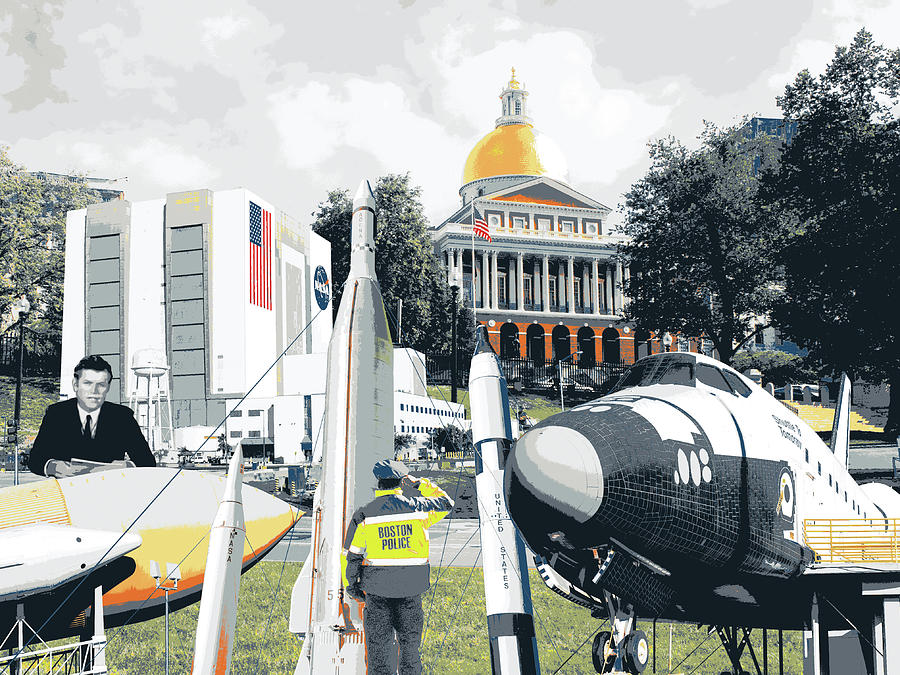 Boston Mixed Media - Ted Kennedy Space Center, Boston Common by Shay Culligan