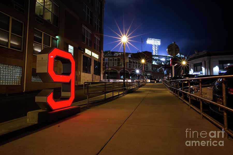 Ted Williams Number 9 Outside Fenway Park by Kellan Reck