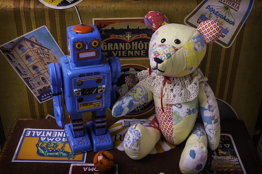 Bear Photograph - Teddy Bear And Robot by Garry Gay
