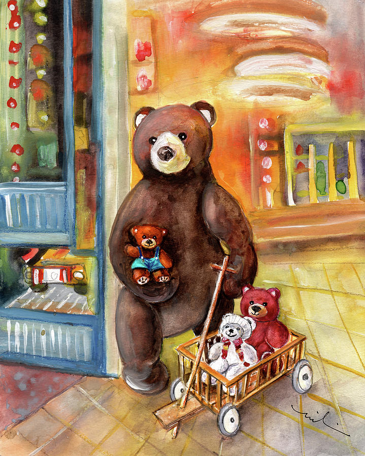 Teddy Bear Day Out In Sweden Painting by Miki De Goodaboom